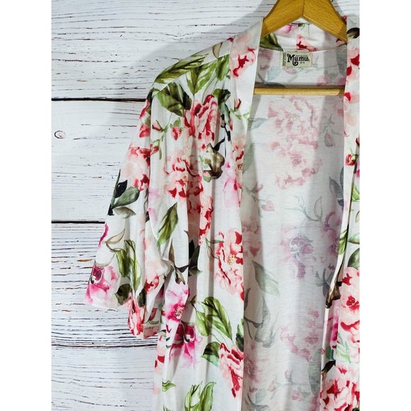 Show Me Your Mumu Pink Floral Intimate Robe Kimono Women Size One Size Belt - Picture 6 of 12